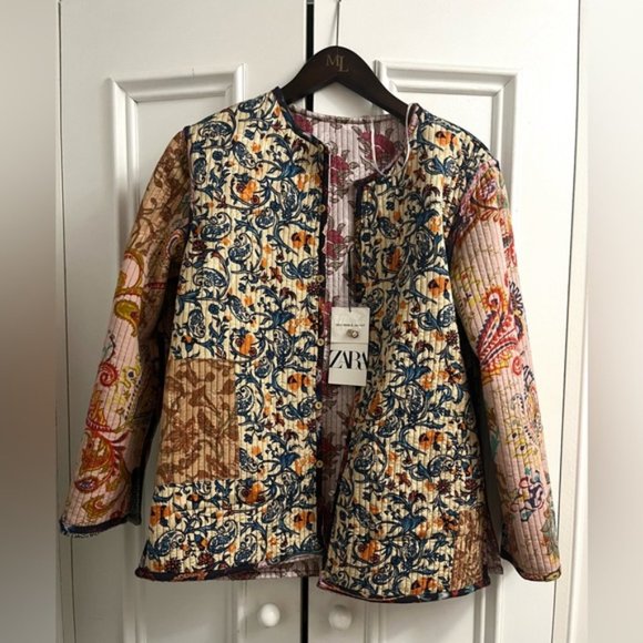 Zara Reversible Quilted Patterned Jacket Size XS - Picture 2 of 12